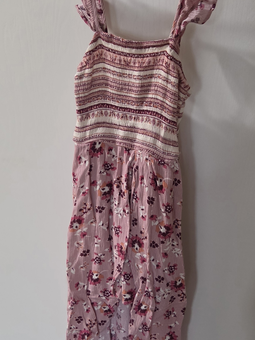 art class Pink and Burgundy Floral Smocked Sundress